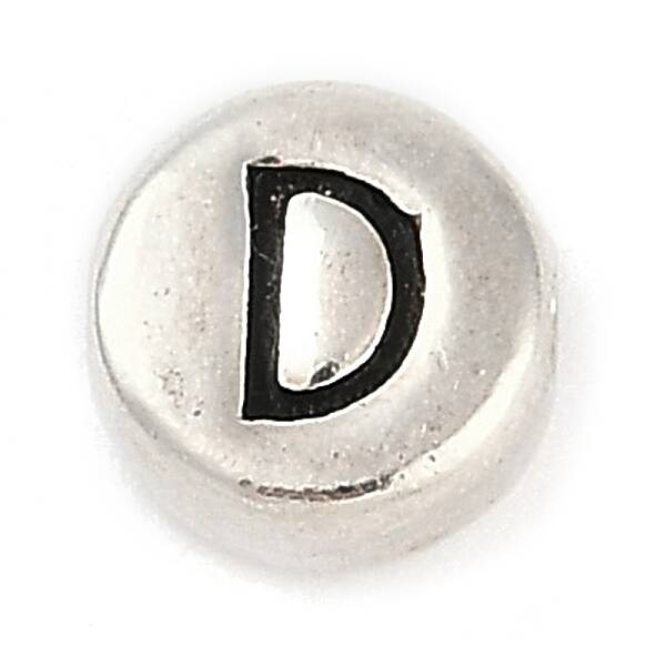 925 Sterling Silver Flat Round with Letter Beads