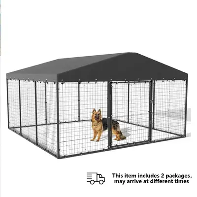 [2 packages delivery] Kullavik Large outdoor dog kennel, chicken kennel, 118 x 118 x 70.9, heavy duty dog ​​cage, c...