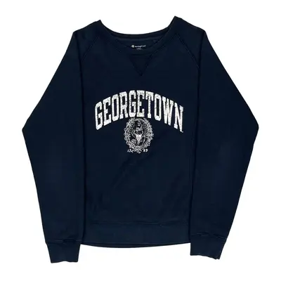 Georgetown Champion College Sweatshirt - Medium Navy Cotton Blend