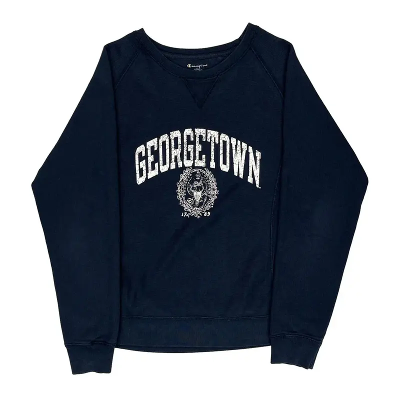 Georgetown Champion College Sweatshirt - Medium Navy Cotton Blend