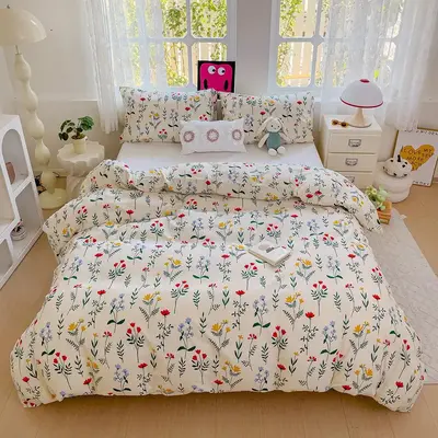 Floral Print Duvet Cover Set, 3 Counts/set Including 1 Duvet Cover & 2 Pillowcases without Filler, Soft Comfortable Bedding S...