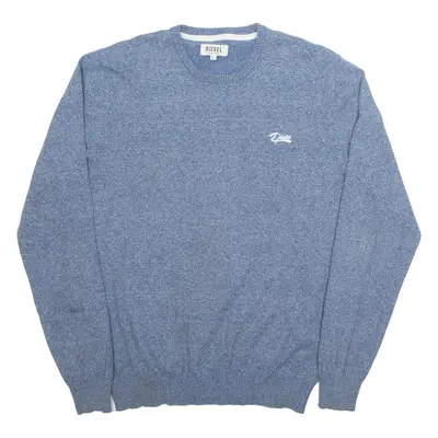 DIESEL Mens Jumper Blue V-Neck Tight Knit L
