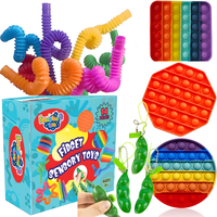 Fidgets Packs 14 pcs, 3 Bubble Popper Toys, 3 Peapod Toy Fidget Keychains, 8 Colorful Fidget Tube Sensory Tubes, Fidget Pop T...