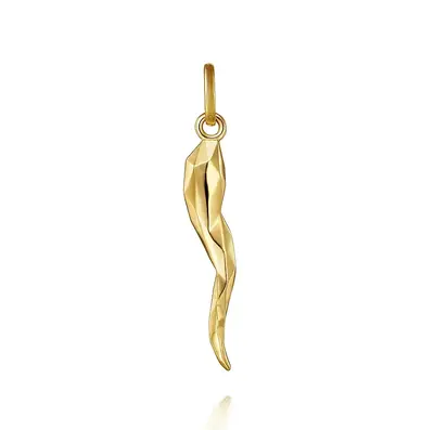 Sterling Silver with Yellow Gold Plated Italian Horn Pendant Charms