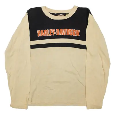 HARLEY DAVIDSON Womens Jumper Beige Tight Knit L