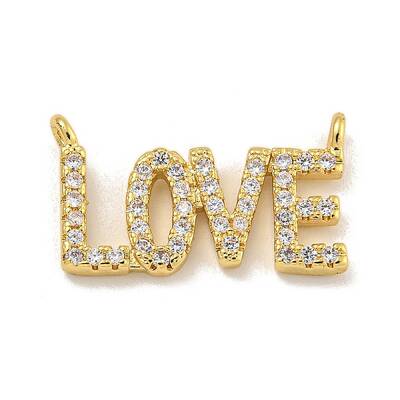 Rack Plating Brass Micro Pave Clear Cubic Zirconia Word Pendants