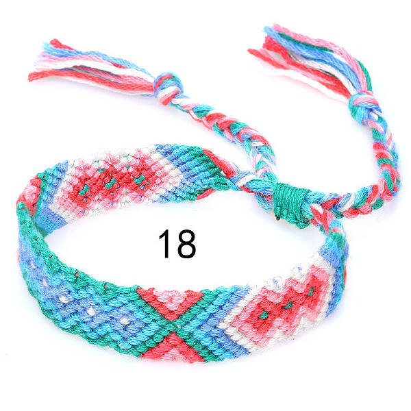 Cotton Braided Rhombus Pattern Cord Bracelet