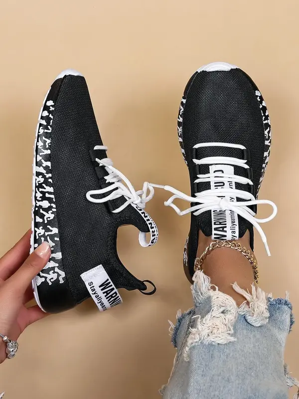Summer 2024 Sportive Lace Up Low Top Sneakers for Trainer & Runner, Shoes for Women, Fall Casual Trendy Breathable Lightweigh...
