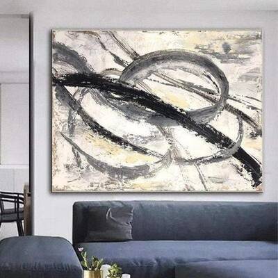 Paintings on Canvas Minimalist Abstract Circles Art Gray Tones Artwork Modern Art | INFLUENCE