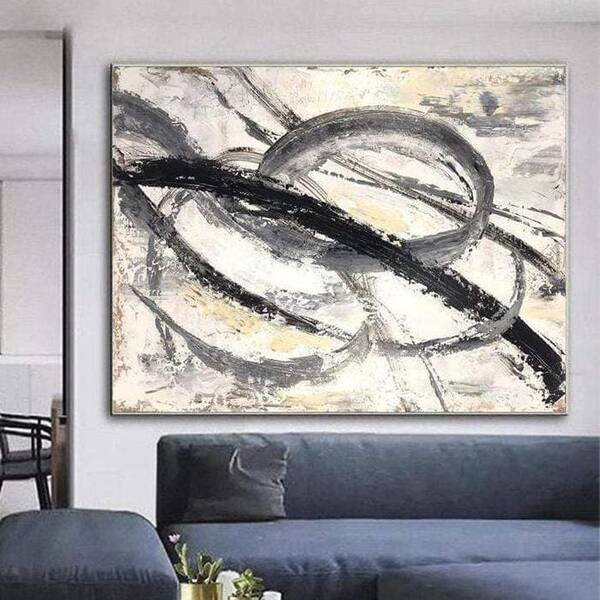 Paintings on Canvas Minimalist Abstract Circles Art Gray Tones Artwork Modern Art | INFLUENCE