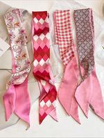 Women's Elegant Random Plaid Pattern Hair Bands, Casual Trendy Silk Scarf, Fashionable Hair Accessories for Daily Use