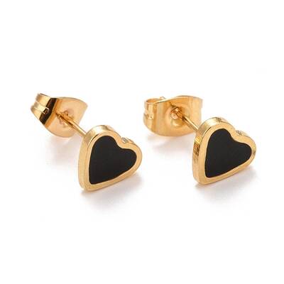 304 Stainless Steel Enamel Stud Earrings