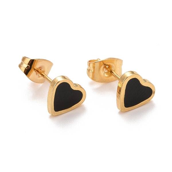 304 Stainless Steel Enamel Stud Earrings