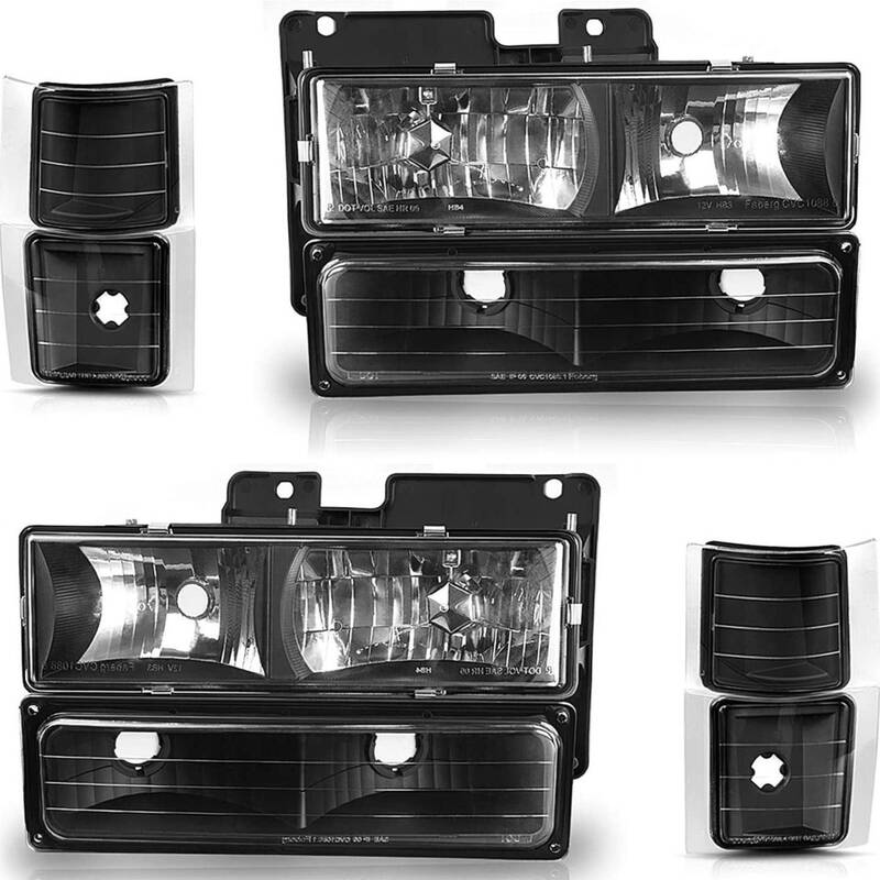 YITAMOTOR® Headlight Assembly Compatible with 1994-1999 Chevy C/K Series 1500 2500 3500/Tahoe/Suburban/Silverado Crystal Hea...
