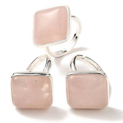 Natural Rose Quartz Adjustable Rings