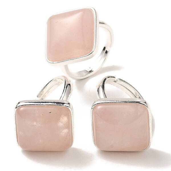 Natural Rose Quartz Adjustable Rings