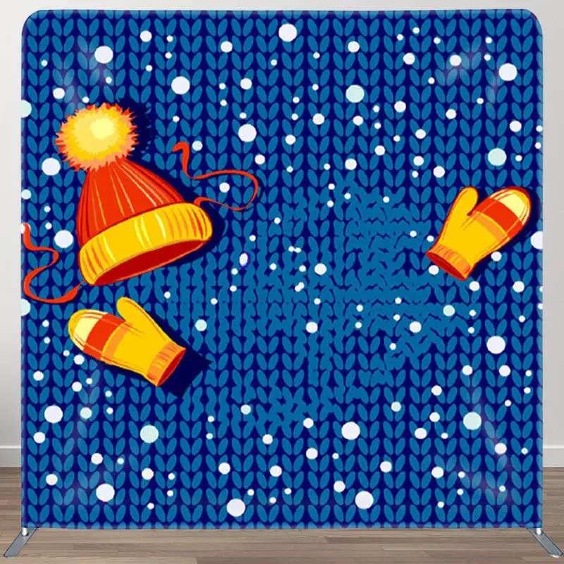 Aperturee Blue Textile Texture Snow Fabric Winter Backdrop Cover - Aperturee