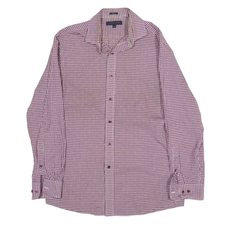 TOMMY HILFIGER Slim Fit Shirt Purple Gingham Long Sleeve Mens M