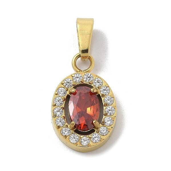 Ion Plating(IP) 304 Stainless Steel Micro Pave Cubic Zirconia Pendants