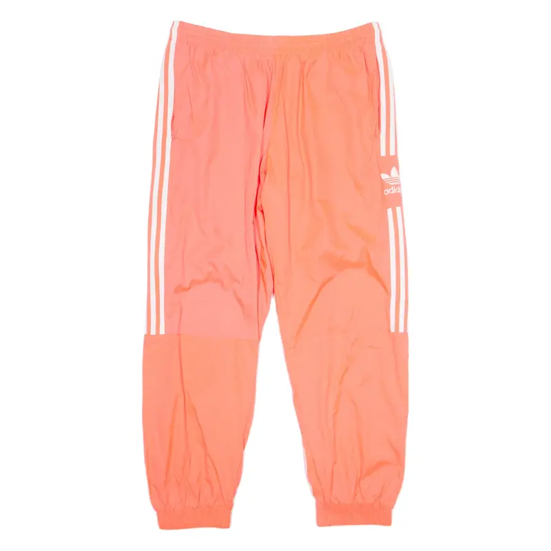 ADIDAS ORIGINALS Mesh Lined Neon Mens Track Pants Orange Tapered XL W35 L31