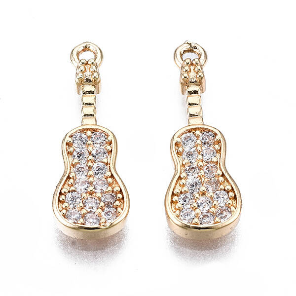Brass Micro Pave Clear Cubic Zirconia Pendants