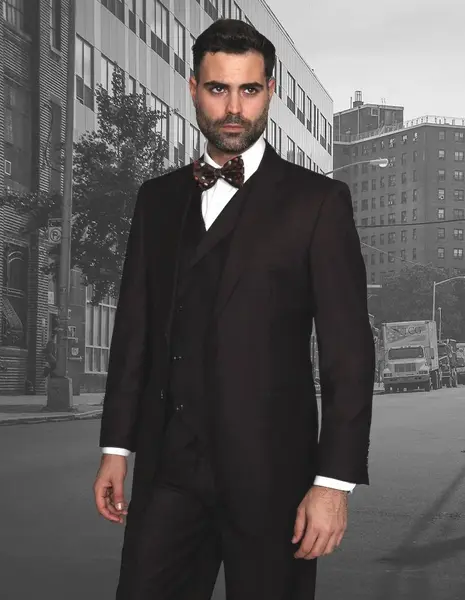 Slim Fit Design  Elegant Men's 3 Piece 100% Wool Suit