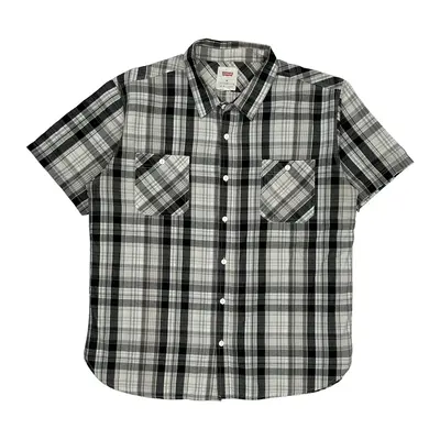 Levis Checked Short Sleeve Shirt - 2XL Black & White Cotton Blend | Size: xx-large