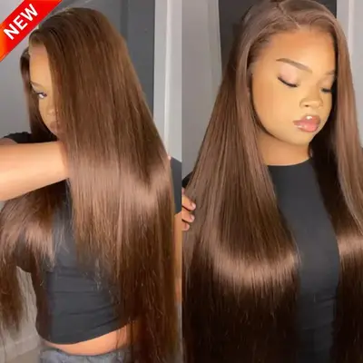 Layered Cut Chocolate Brown #4 Straight Wear Go Wig 7x5 Lace Closure