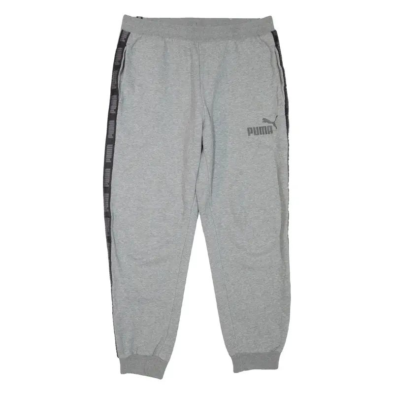 PUMA Mens Joggers Grey Tapered L W32 L27
