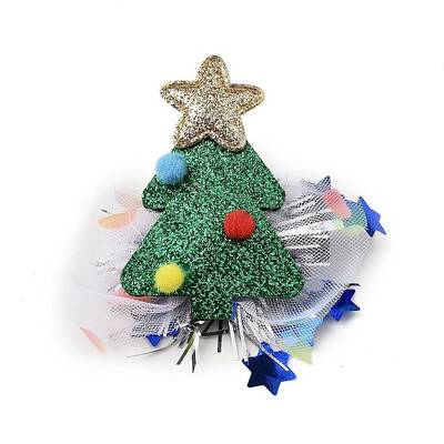 Christmas Theme Glitter Felt Fabric Alligator Hair Clip