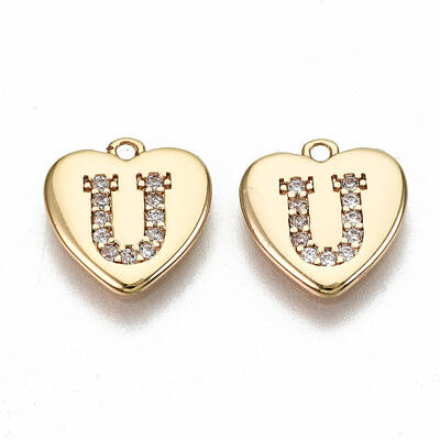 Brass Micro Pave Clear Cubic Zirconia Charms
