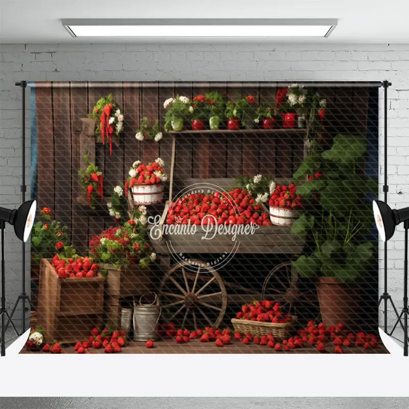 Strawberry Shop Vintage Wood Backdrop for Photography - Aperturee