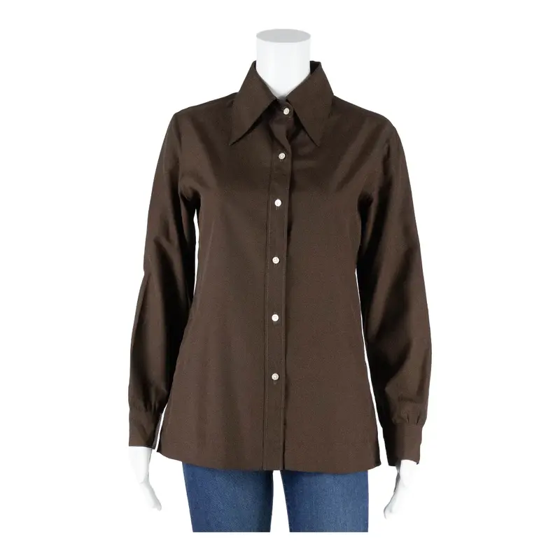 EVAN PICONE Button-Up Brown Collared Long Sleeve Womens S