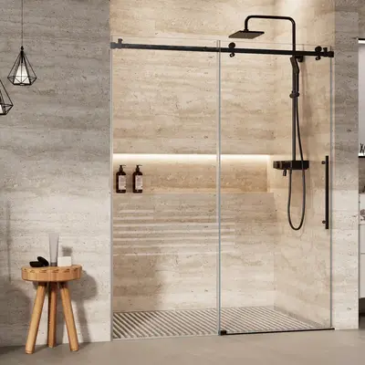 Garvee Glass Shower Door (60 W x 72 H), Frameless Sliding Shower Door with Waterroof Strip, Bathroom Door with Clear SGCC...