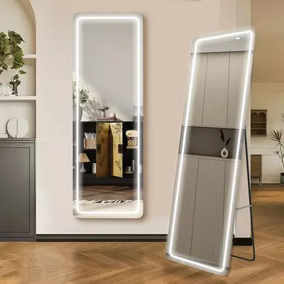 PINGO Decor 64 x 21 Full-Length Mirror with LED Lights and 3 Color Temperature Switch, Sturdy Stand and Wall Mount Option...