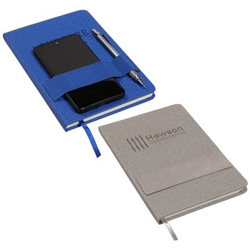 100 Customized Council Textured Journal with Phone + Pen Holder - ...