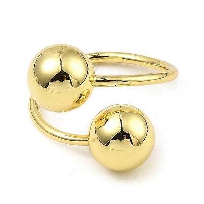 Rack Plating Brass Round Ball Beded Open Cuff Rings