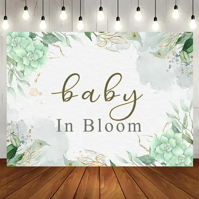 Aperturee Baby In Bloom Flower Green Baby Shower Backdrop