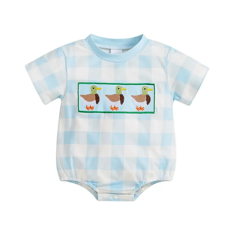 Infant Baby Boy Mallard Duck Clothes Summer Short Sleeve Bubble Romper  Jumpsuit Newborn Country Boy Farm Outfit