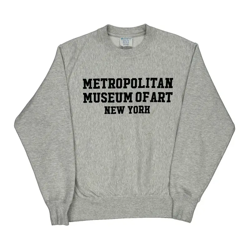Metropolitan Museum Of Art Champion Graphic Sweatshirt - Medium Grey Cotton Blend | Size: medium