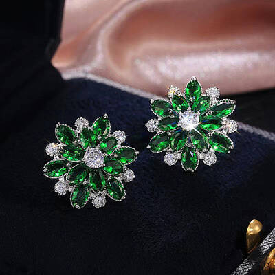 Brass Micro Pave Cubic Zirconia Stud Earrings