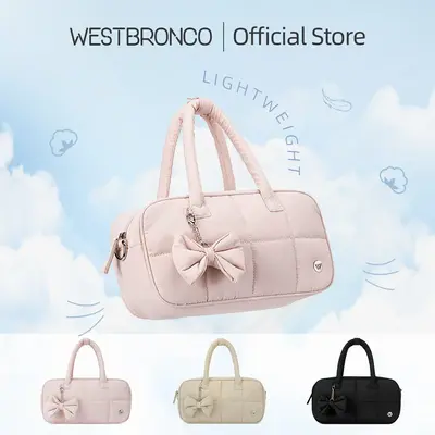 WESTBRONCO FallFreshness Puffer Crossbody Bag for Women Quilted FASHION Shoulder Handbag Cosmetic Makeup Bag with Cute Bow BA...