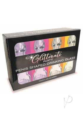 Glitterati Penis Drinking Glass 6oz 4pk