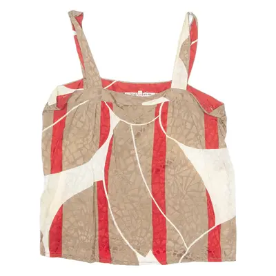 Womens Printed Vest Brown Sleeveless Crazy Pattern S