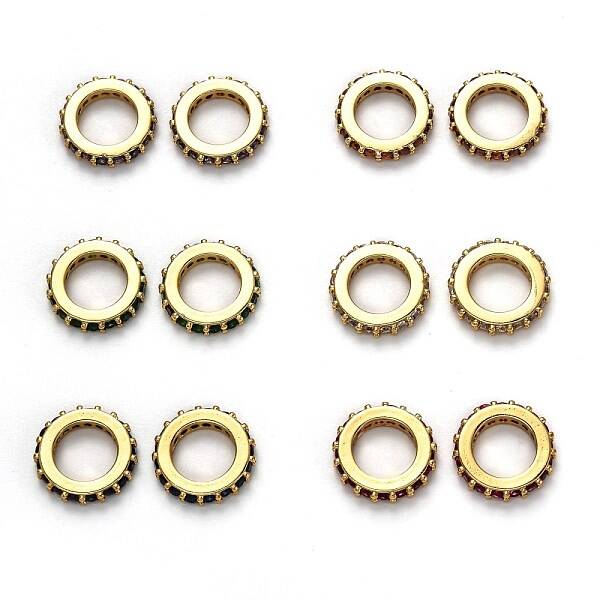 Brass Micro Pave Cubic Zirconia European Beads