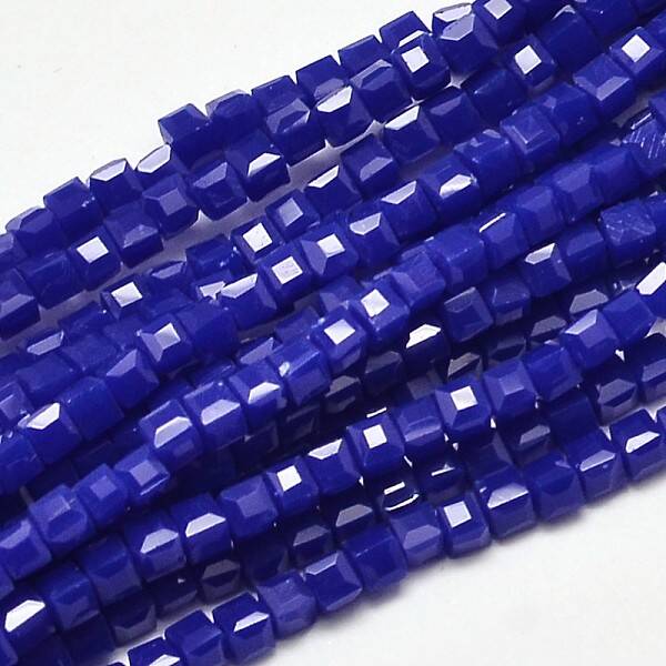 Faceted Cube Glass Beads Strands