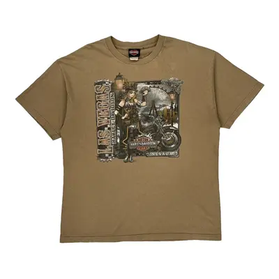 Las Vegas Nevada Harley Davidson Graphic T-Shirt - XL Brown Cotton