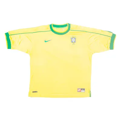 NIKE Brazil Mens Football Shirt Jersey Yellow L