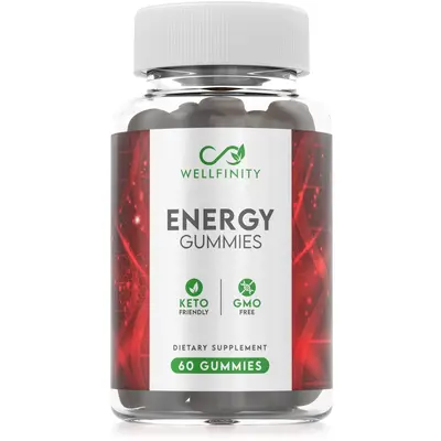 Wellfinity Energy boost Gummies, Energy Gummies with Green Tea, Guarana & Vitamin B12 - Natural Caffeine Boost, Vegan & Gelat...