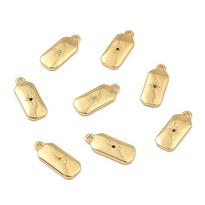 Brass Micro Pave Cubic Zirconia Charms